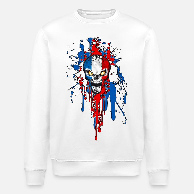 France skull 03 - Sweat bio ROLLER Stanley/Stella Unisexe - blanc