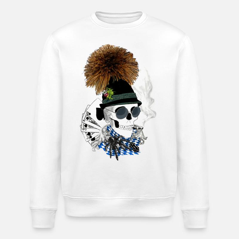 Wiesnskull avec lunettes - Sweat bio ROLLER Stanley/Stella Unisexe - blanc