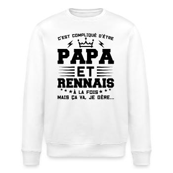 Papa et RENNAIS Idée Cadeau Citation - Sweat bio ROLLER Stanley/Stella Unisexe - blanc - Devant - Nik (191cm)
