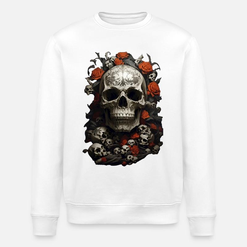 Dark Romance: Crânes et Roses - Sweat bio ROLLER Stanley/Stella Unisexe - blanc