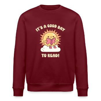 Cute Sun Reading On Cloud Its A Good Day To Read - Stanley/Stella ROLLER Unisex Organic Sweatshirt - white - Front - Nik (191cm)