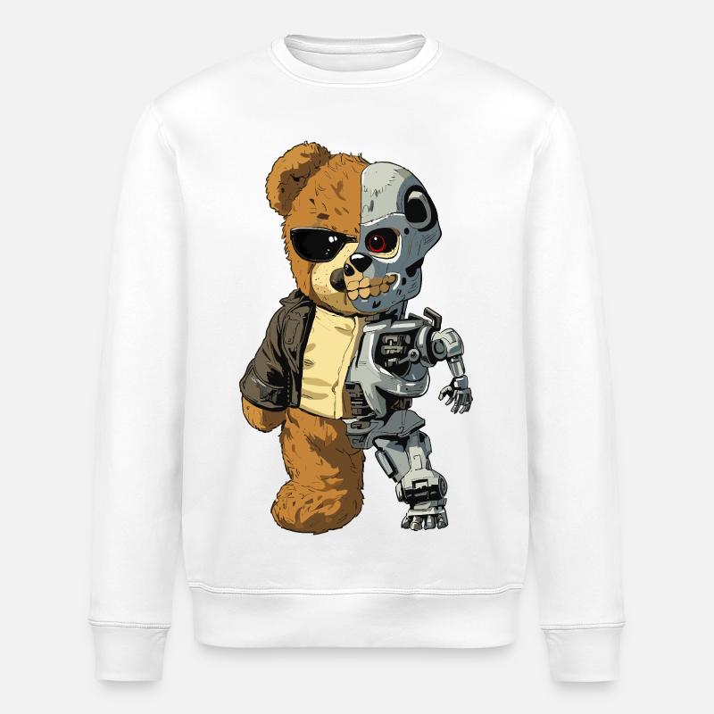 Bear Robot Cyborg - Stanley/Stella ROLLER Unisex Organic Sweatshirt - white