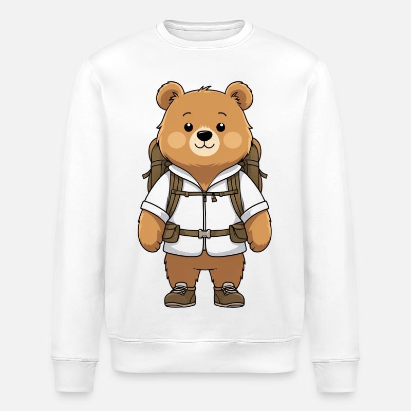 Abenteuerbär mit Rucksack - Stanley/Stella Unisex Bio-Sweatshirt ROLLER - Weiß