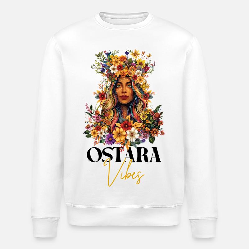 Ostara Vibes Happy Easter Ostara Goddess - Stanley/Stella ROLLER Unisex Organic Sweatshirt - white