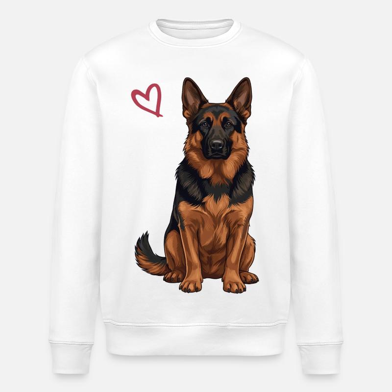Schwarz-roter Deutscher Schäferhund - Stanley/Stella Unisex Bio-Sweatshirt ROLLER - Weiß