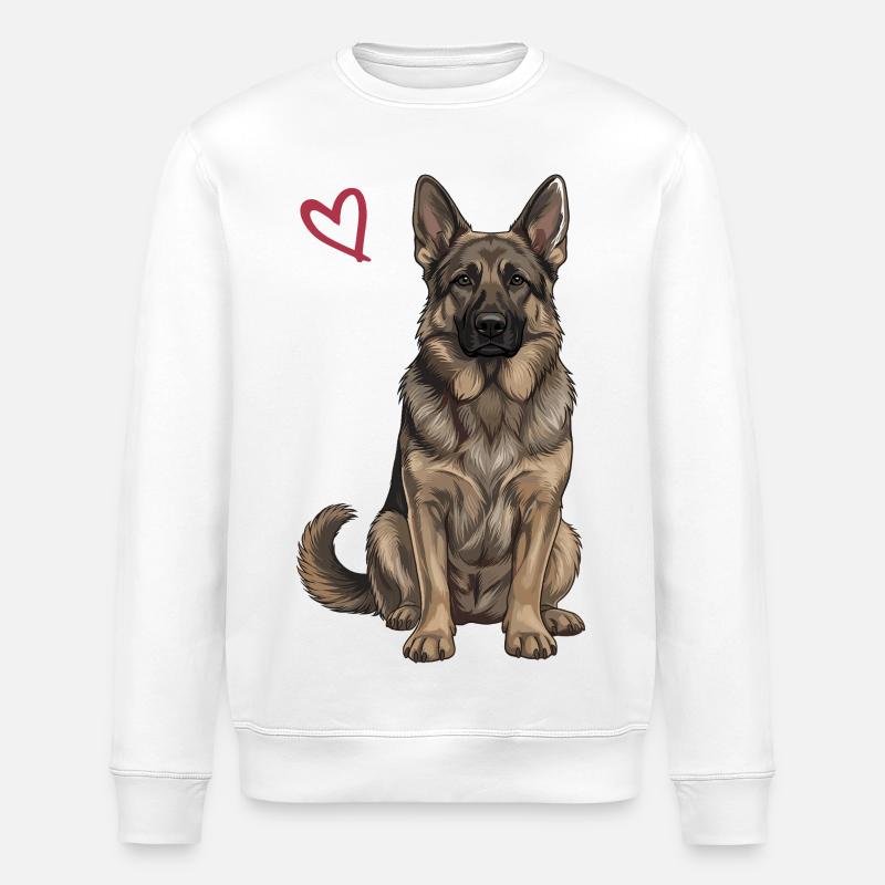 Black and Brown German Shepherd - Stanley/Stella ROLLER Unisex Organic Sweatshirt - white