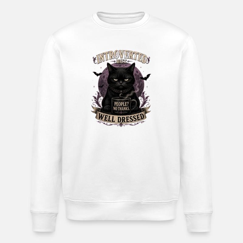 Introverted But Well Dressed Cat - Stanley/Stella Unisex Bio-Sweatshirt ROLLER - Weiß