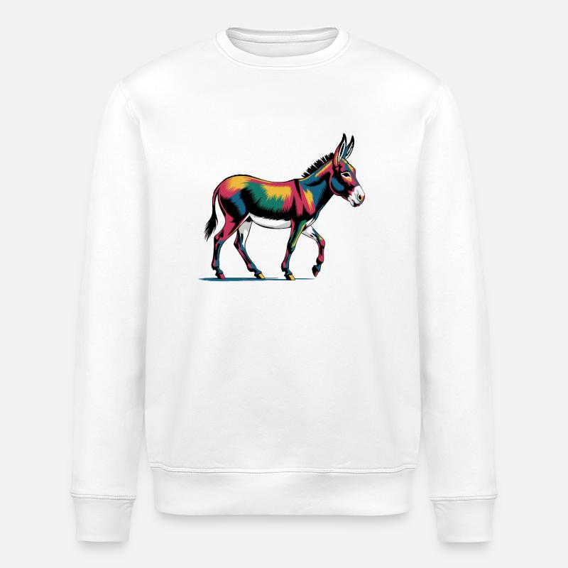 Bunte Pop Art Esel Maultier Lustiges Tier - Stanley/Stella Unisex Bio-Sweatshirt ROLLER - Weiß