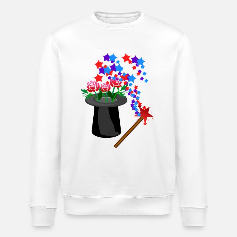 Magic Hat Wand Fleurs Étoiles - Sweat bio ROLLER Stanley/Stella Unisexe - blanc