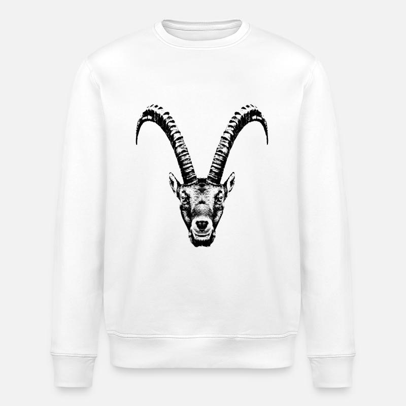 Steinbock / Kopf / Ibex / frontal - Stanley/Stella Unisex Bio-Sweatshirt ROLLER - Weiß