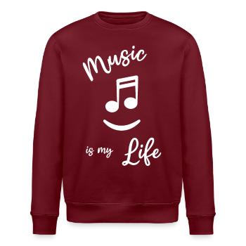 « La musique c’est ma vie » Partitions de musiciens - Sweat bio ROLLER Stanley/Stella Unisexe - blanc - Devant - Nik (191cm)