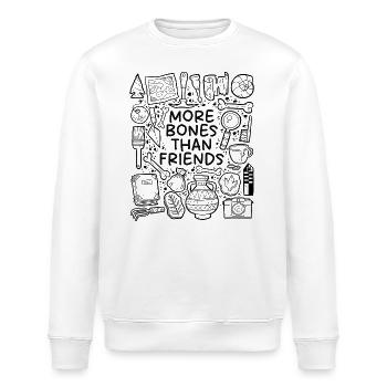 Plus d’os que d’amis – Archéologie Humour - Sweat bio ROLLER Stanley/Stella Unisexe - blanc - Devant - Nik (191cm)