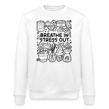 Breath In, Stress Out – Entspannung pur - Stanley/Stella Unisex Bio-Sweatshirt ROLLER - Weiß - Vorne - Nik (191cm)
