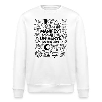 Manifestiere – Das Universum regelt den Rest - Stanley/Stella Unisex Bio-Sweatshirt ROLLER - Weiß - Vorne - Nik (191cm)
