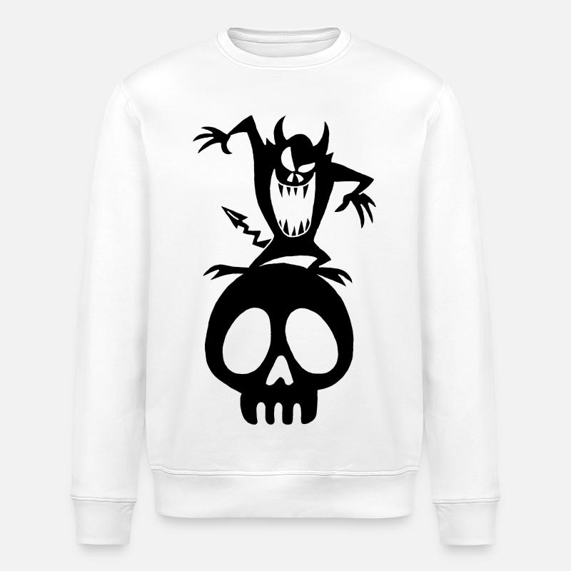 Crâne et démon noir - Sweat bio ROLLER Stanley/Stella Unisexe - blanc