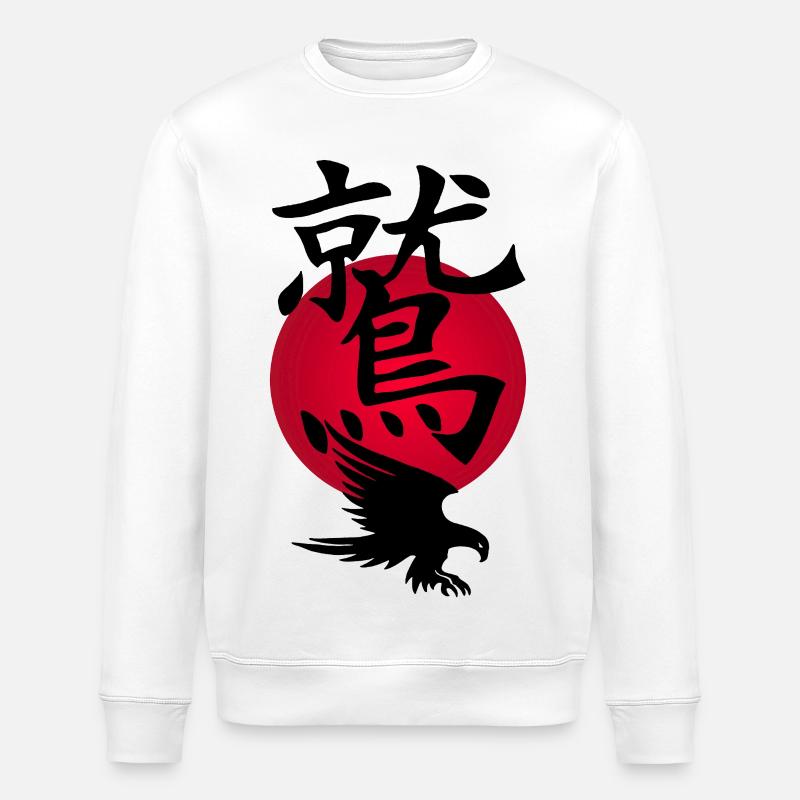 Black Eagle and Red Sun - Stanley/Stella ROLLER Unisex Organic Sweatshirt - white