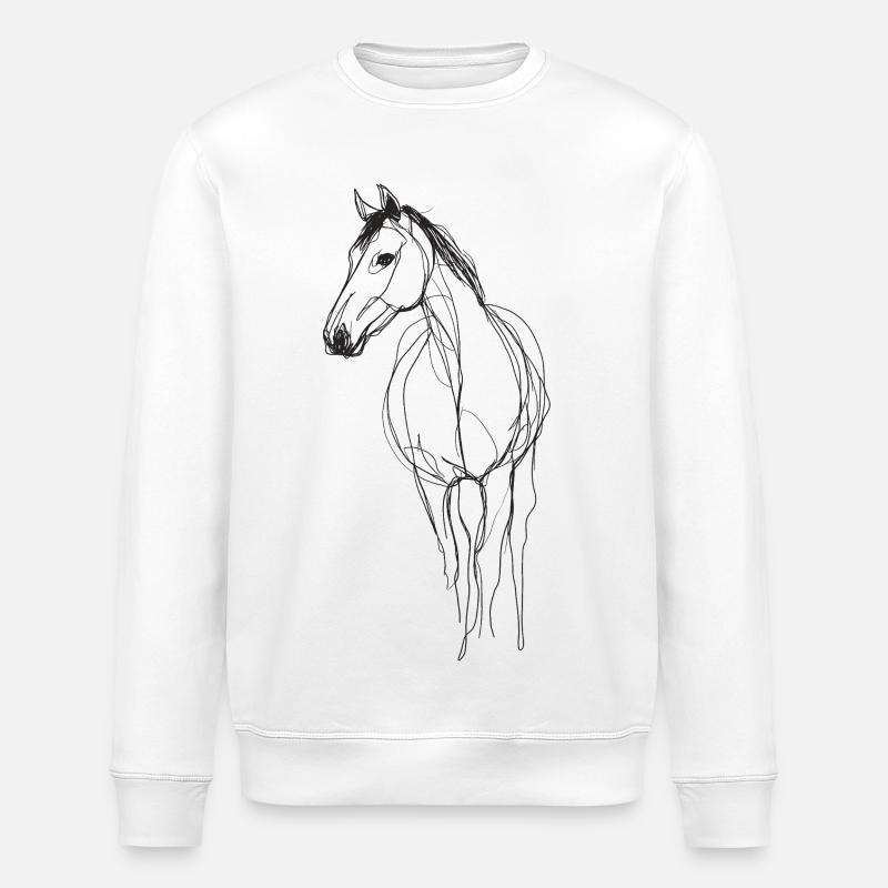 Line Art Pferd - Stanley/Stella Unisex Bio-Sweatshirt ROLLER - Weiß