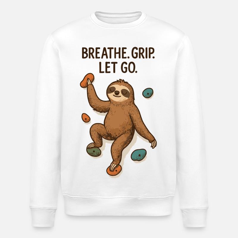 Paresseux Zen : Prise Lâche Grimpe - Sweat bio ROLLER Stanley/Stella Unisexe - blanc