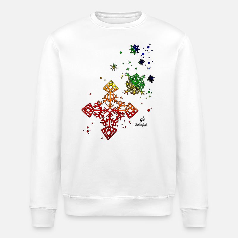 Regenbogenschneeflocken - Stanley/Stella Unisex Bio-Sweatshirt ROLLER - Weiß