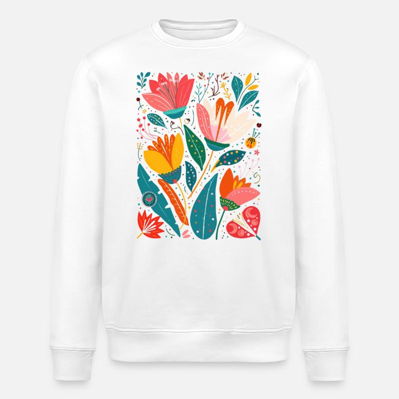 Otomi Blumenmuster Kulturelle Kunst - Stanley/Stella Unisex Bio-Sweatshirt ROLLER - Weiß