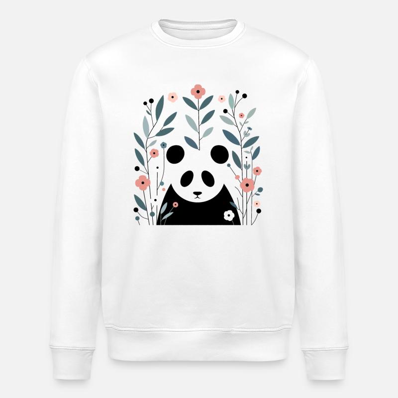 Panda en fleurs - Sweat bio ROLLER Stanley/Stella Unisexe - blanc