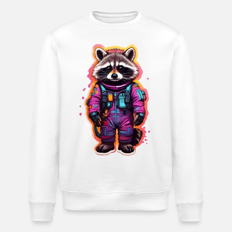 Raton laveur - Sweat bio ROLLER Stanley/Stella Unisexe - blanc