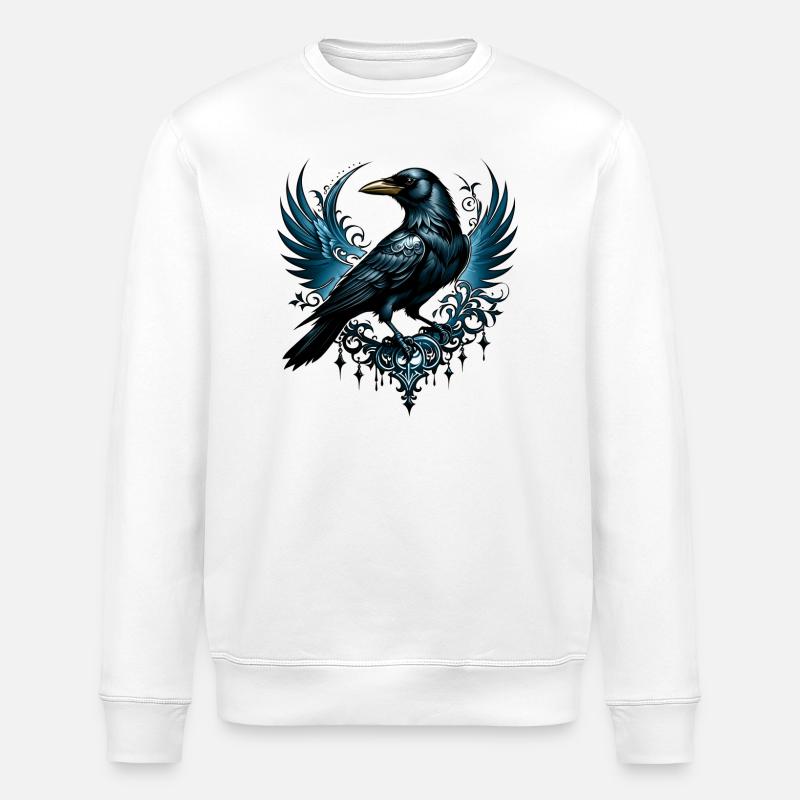 Majestätische Schwarze Krähe - Stanley/Stella Unisex Bio-Sweatshirt ROLLER - Weiß