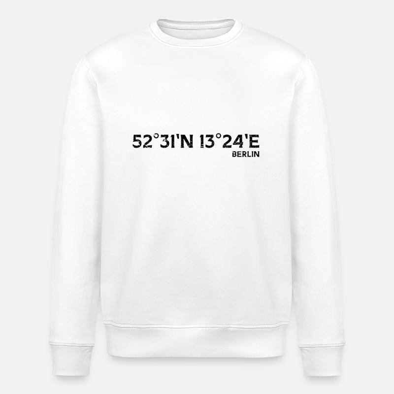 Berlin Coordonnées Souvenir - Sweat bio ROLLER Stanley/Stella Unisexe - blanc