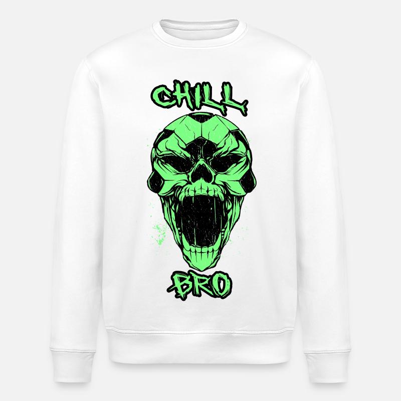 Totenkopf Chill Bro - Stanley/Stella Unisex Bio-Sweatshirt ROLLER - Weiß