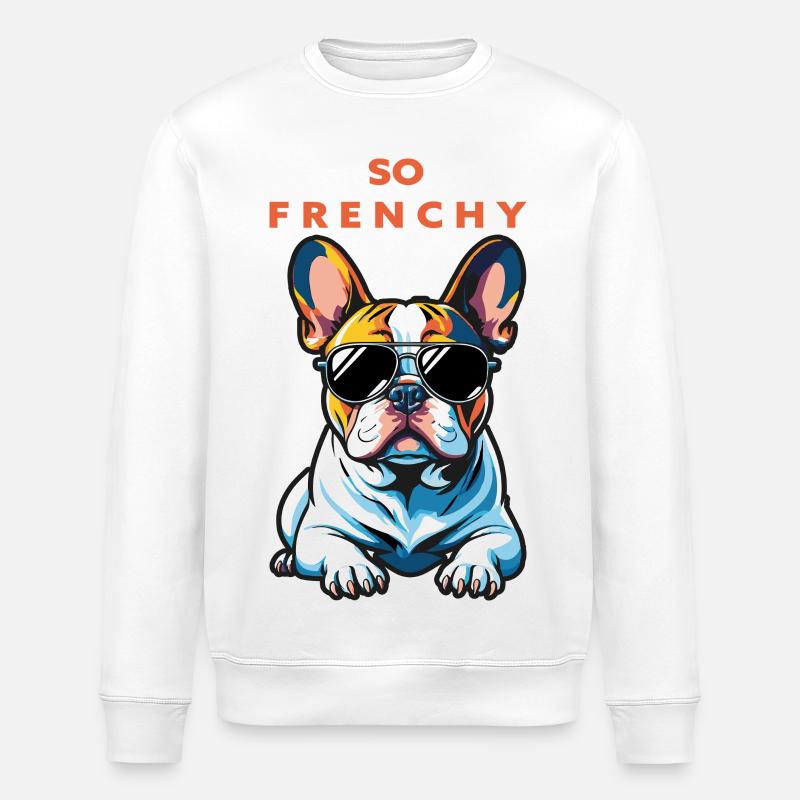 Bouledogue français Pop Chic Lunettes - Sweat bio ROLLER Stanley/Stella Unisexe - blanc