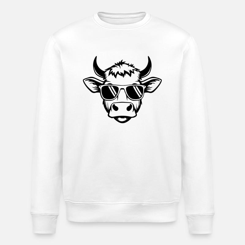 Coole Kuh mit Sonnenbrille - Stanley/Stella Unisex Bio-Sweatshirt ROLLER - Weiß