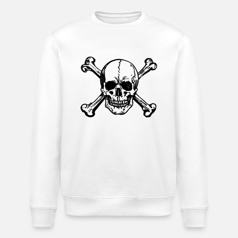 Totenkopf Pirat - Stanley/Stella Unisex Bio-Sweatshirt ROLLER - Weiß