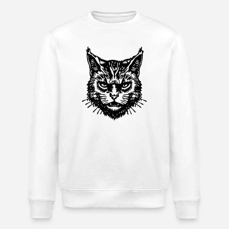 Katzen Katzendame Katzenfreund Katzengesicht - Stanley/Stella Unisex Bio-Sweatshirt ROLLER - Weiß