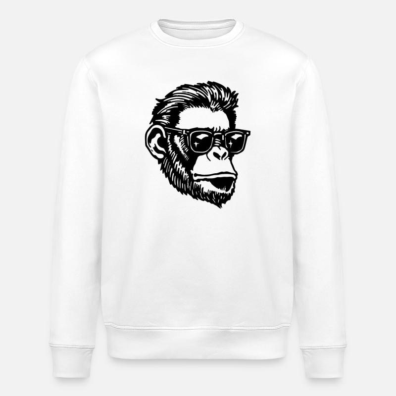 Monkey Monkey Monkey Face - Stanley/Stella ROLLER Unisex Organic Sweatshirt - white