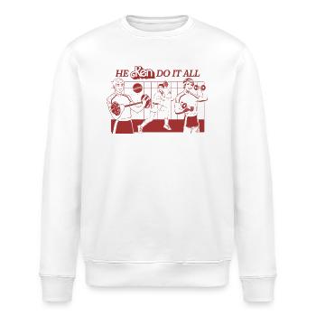 Ken Design Spruch He Ken Do It All - Stanley/Stella Unisex Bio-Sweatshirt ROLLER - Weiß - Vorne - Nik (191cm)
