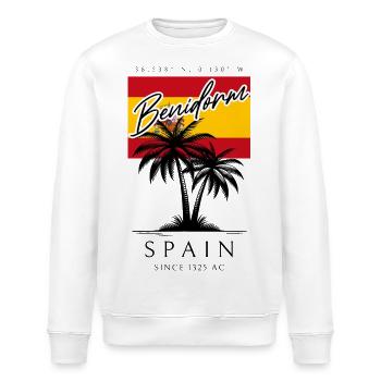 Benidorm Spain Palm Trees Flag Travel Souvenir - Stanley/Stella ROLLER Unisex Organic Sweatshirt - white - Front - Nik (191cm)