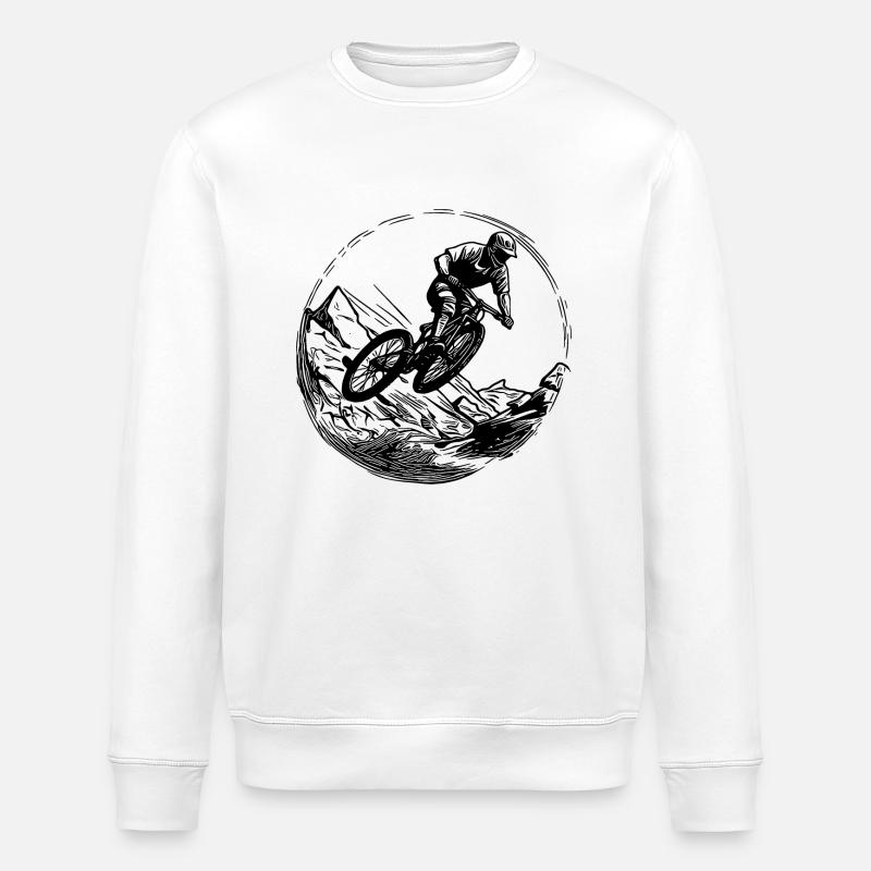 Springender Mountainbiker mit Fahrrad - Stanley/Stella Unisex Bio-Sweatshirt ROLLER - Weiß