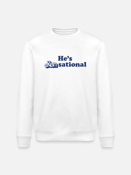 Ken Design Sjovt Udtryk Han er Kensational - Stanley/Stella økologisk unisex-sweatshirt ROLLER - hvid