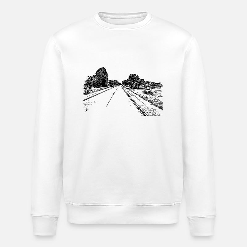 Einsame romantische Straße ins Nirgendwo - Stanley/Stella Unisex Bio-Sweatshirt ROLLER - Weiß