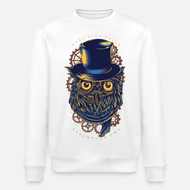 Eule - Steampunk Owl - Stanley/Stella Unisex Bio-Sweatshirt ROLLER - Weiß