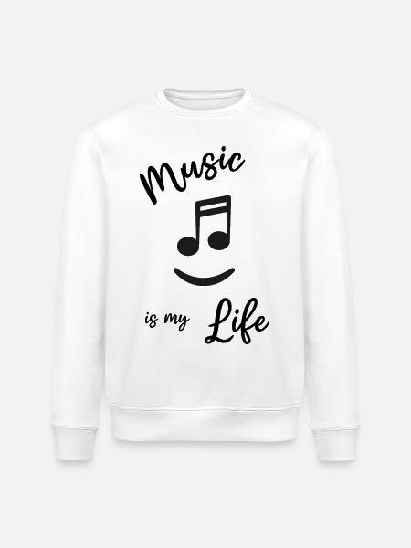 "Music is my life" Musik Musiker Noten - Stanley/Stella økologisk unisex-sweatshirt ROLLER - hvid