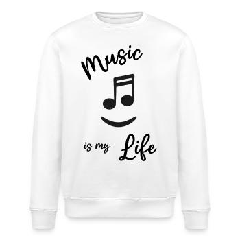 Musik - Music is my life - Note lachen - Stanley/Stella Unisex Bio-Sweatshirt ROLLER - Weiß - Vorne - Nik (191cm)