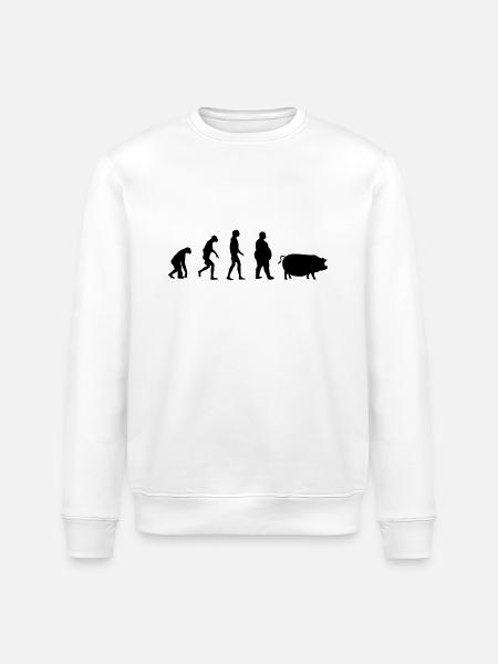 Evolution from ape to man to pig - Stanley/Stella ROLLER Unisex Organic Sweatshirt - white