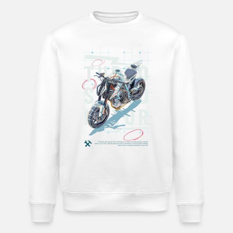 Motorcycle Technical Drawing - Stanley/Stella ROLLER Unisex Organic Sweatshirt - white