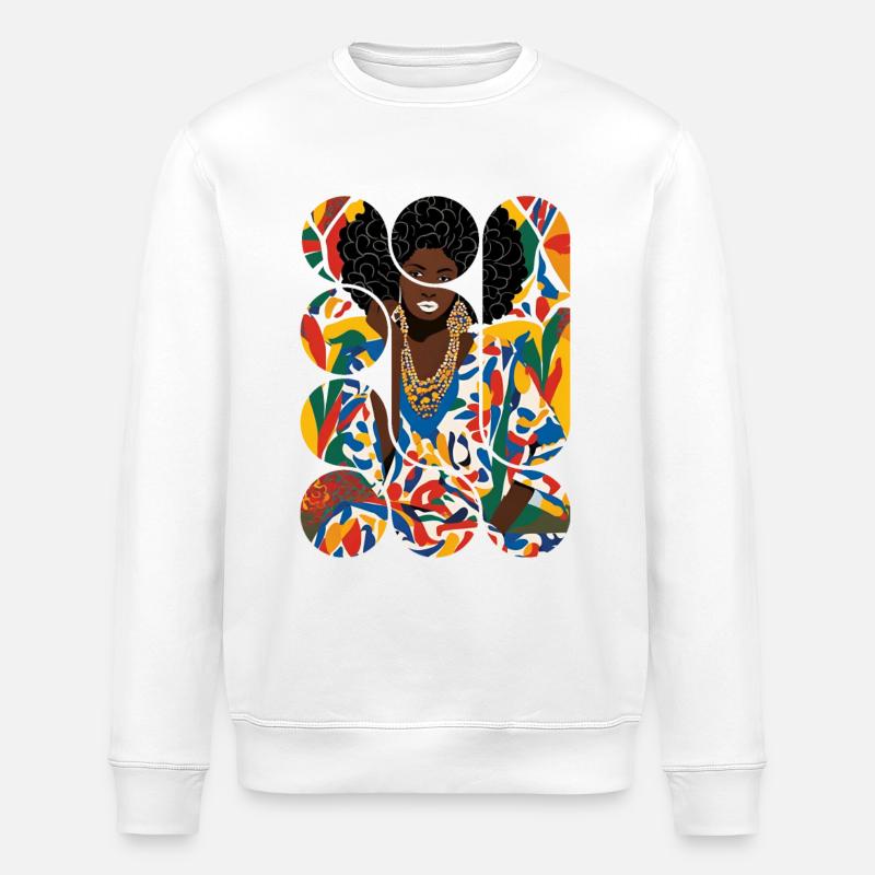 Bunte Afro-Schönheit - Stanley/Stella Unisex Bio-Sweatshirt ROLLER - Weiß