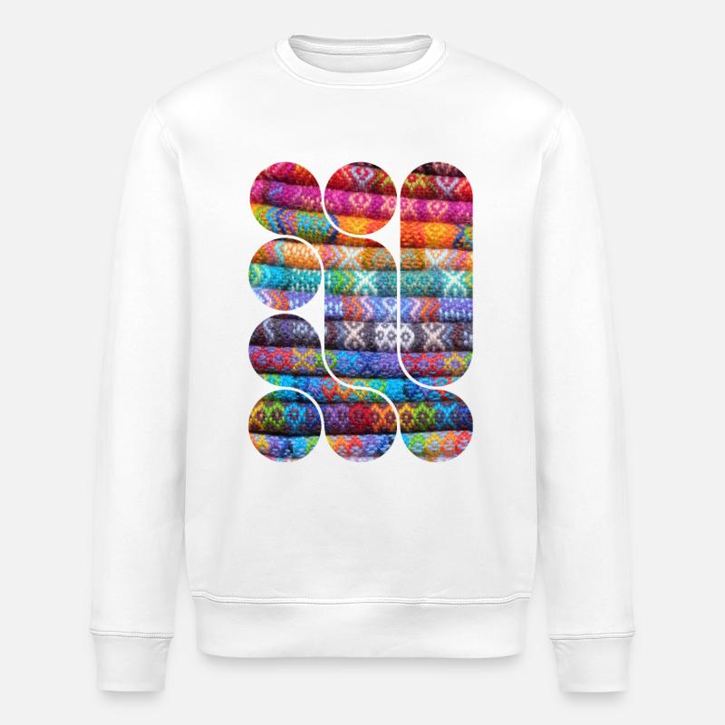 Bright Knitted Patchwork - Stanley/Stella ROLLER Unisex Organic Sweatshirt - white