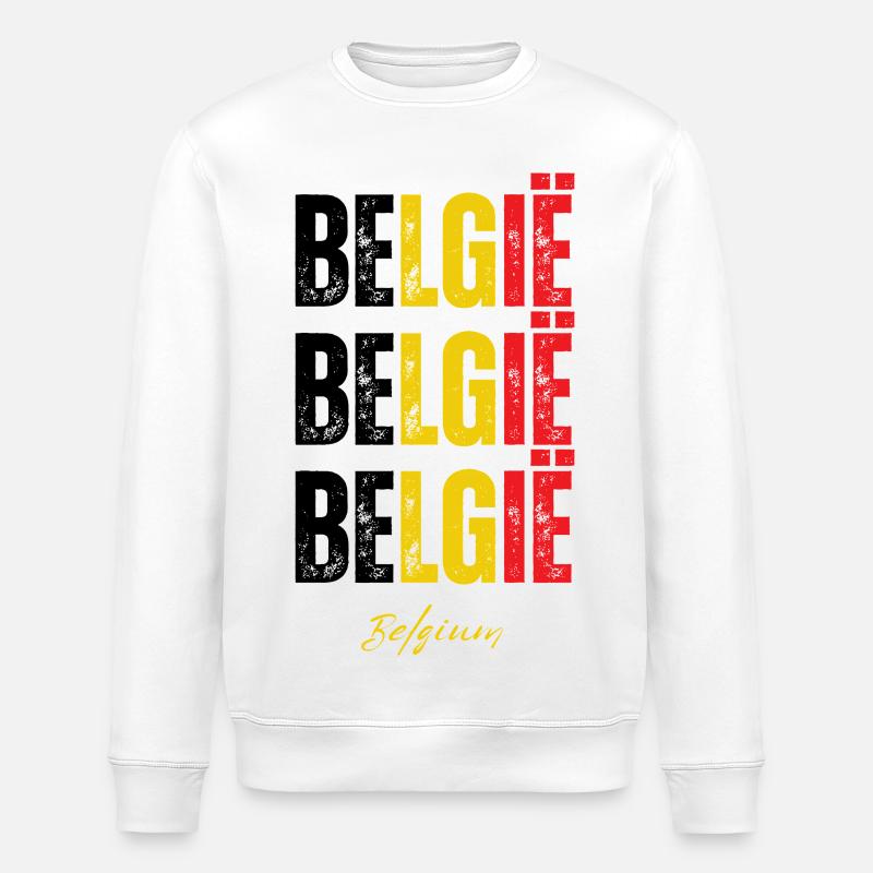 Fierté belge, drapeau de la Belgique - Sweat bio ROLLER Stanley/Stella Unisexe - blanc