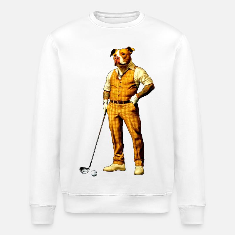 Pitbull Golfer - Stanley/Stella ROLLER Unisex Organic Sweatshirt - white