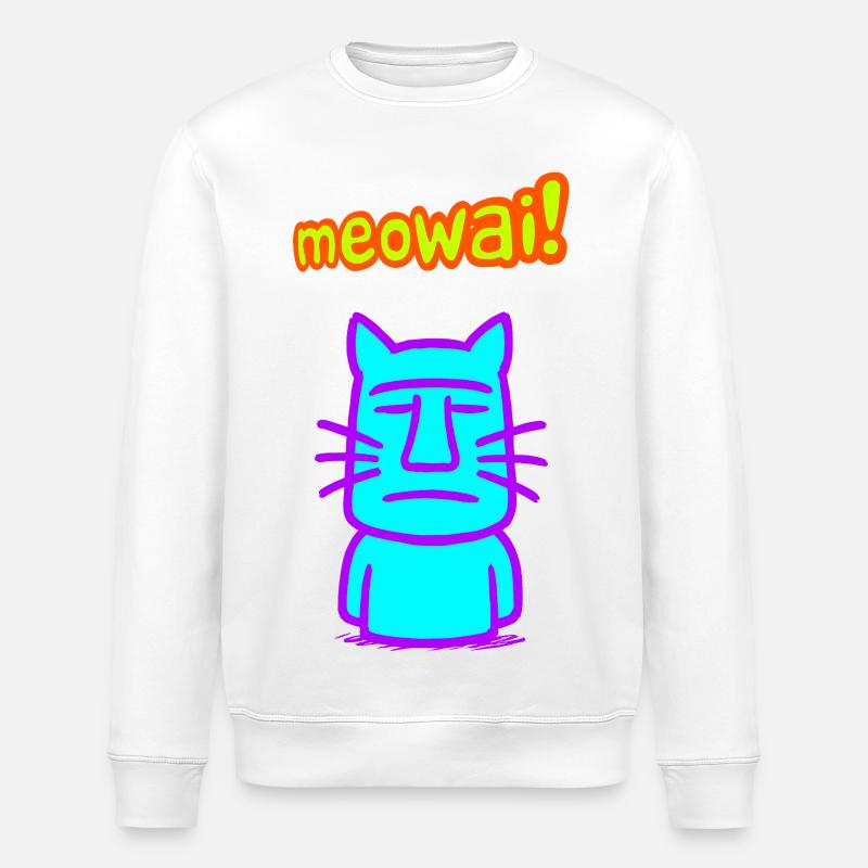 Moai Cat - Sweat bio ROLLER Stanley/Stella Unisexe - blanc