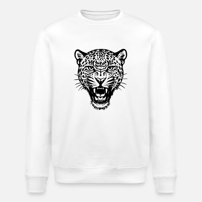 Leopard - Raubkatze, Afrika - Stanley/Stella Unisex Bio-Sweatshirt ROLLER - Weiß